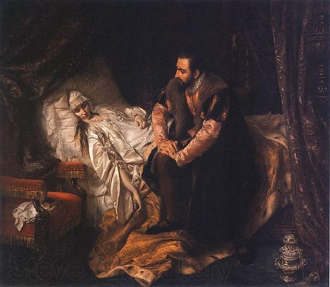 Jozef Simmler Barbararadziwill death 19th century France oil painting art
